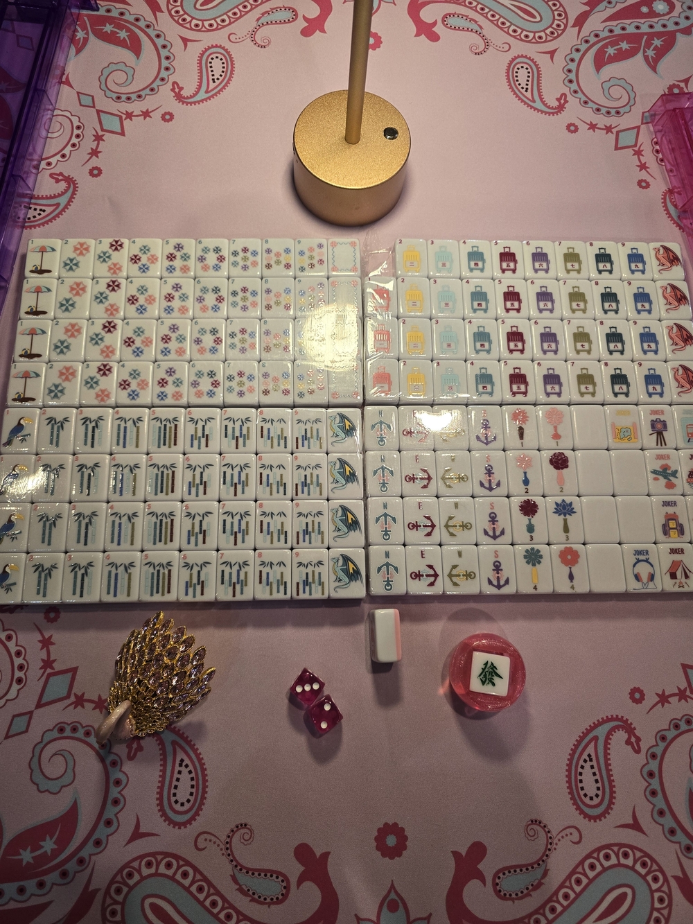 Jetsetter Mahjong Set - Includes Cute Pouch Choose Rack And Mats - Picture 4 of 11